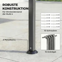 Outsunny Pavillon 3,2x3,2 m Stabil Winterfest Gartenpavillon mit ausziehbaren Dachüberstand, Doppeldach Dunkelgrau(m-7)