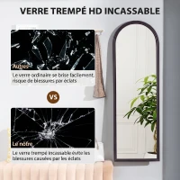 HOMCOM Miroir de sol arqué pleine longueur miroir sur pied cadre en effet imitation pierre pour salon chambre 53x163cm marron(m-6)