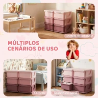 HOMCOM Organizador de Brinquedos com 6 Gavetas para Crianças com Bordas Arredondadas e Pegas 75x37x56,5 cm Rosa(m-6)
