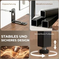 HOMCOM Computertisch mit Regalen und 2 Schubladen für das Home Office, 185 cm hoch, Braun Holzoptik(m-6)