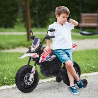 AIYAPLAY 12V kinder-motorfiets met steunwielen, LED-lichten, muziek, USB, elektrische motorfiets voor jongens en meisjes, wit(m-2)
