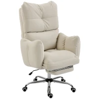 HOMCOM Bürostuhl mit Fußstütze, Ergonomischer Drehstuhl mit Wippfunktion, Verstellbarer Hohe Rückenlehne, Schneeflanellstoff(m-11)
