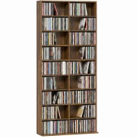 HOMCOM Rangements pour CD et DVD 18 compartiments capacité max. 640 CD/360 DVD 430 Blu-ray 78,5 x 24 x 175 cm noyer foncé(m-16)