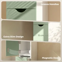 HOMCOM Slim Bathroom Storage Cabinet, Tall Bathroom Floor Cabinet with 2-Tier Shelf and 2 Drawers, White and Light Green(m-7)