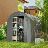 Outsunny Carpa de Jardín para Bicicletas con Marco de Acero Puerta con Cremallera Impermeable 2,4x1,6x1,9 m Gris Claro(m-2)