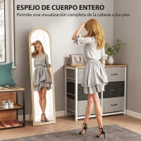 HOMCOM Espejo de Pie Cuerpo Entero con Marco Efecto Piedra Espejo de Pared con 2 Formas de Uso Arqueado 40x3,7x160 cm Beige(m-4)