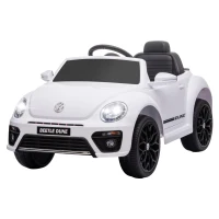 AIYAPLAY Elektrische kinderauto, VW Käfer, 3-5 km/u, met afstandsbediening & muziek, wit(m-10)
