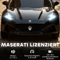 AIYAPLAY Maserati Elektroauto für Kinder, 2-Sitzer, 12V Batteriebetrieb, Fernbedienung, LED-Lichter, Musikfunktion, Schwarz(m-4)