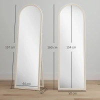 HOMCOM Miroir de sol arqué pleine longueur miroir sur pied cadre en effet imitation pierre pour salon chambre 50 x 160 cm blanc(m-3)