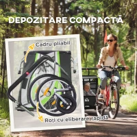 HOMCOM Remorcă Bicicletă pentru Copii, Design 2 în 1 cu Frână și Centură de Siguranță, 142x75x101 cm, Albastru(m-6)