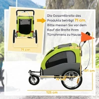 PawHut 2-in-1 Hundeanhänger für Fahrrad Faltbarer Hundebuggy für kleine & mittelgroße Hunde bis 20 kg, Grün(m-3)