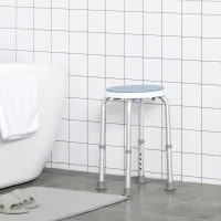 HOMCOM Tabouret de douche siège de douche antidérapant tabouret de bain hauteur réglable pivotant à 360° en aluminium(m-2)