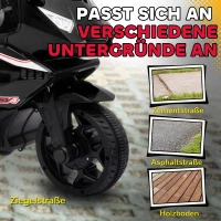 AIYAPLAY Elektro-Motorrad für Kinder, Hupe, Scheinwerfer, Musikfunktion, 2,5 km/h, Schwarz(m-6)