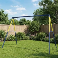 AIYAPLAY Balançoire portique pour enfant avec double balançoire cadre en acier, pour 3-8 ans, 260x160x178cm bleu(m-8)