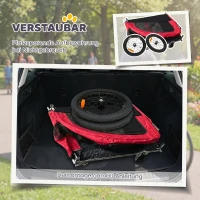 PawHut 2-in-1 Hundeanhänger für Fahrrad Faltbarer Hundebuggy für kleine & mittelgroße Hunde bis 20 kg, Rot(m-6)