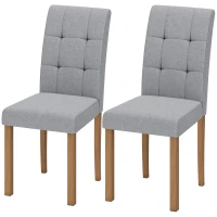 HOMCOM Lot de 2 chaises de salle à manger, chaise de cuisine moderne avec siège rembourré en tissu effet lin, gris clair(m-17)