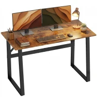 HOMCOM Birou pentru Cameră Stil Industrial cu Colțuri Rotunjite, din Lemn și Oțel, 120x60x76 cm, Negru și Maro(m-10)
