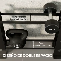 SPORTNOW Soporte para Mancuernas de 4 Niveles Estante de Pesas de Acero Resistente para Gimnasio Casa Carga 200 kg 70x21x55 cm(m-5)