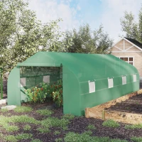 Outsunny Serra a Tunnel con 8 Finestrelle Laterali e Ingresso Avvolgibile, in PE e Acciaio, 6x3x2 m, Verde(m-10)