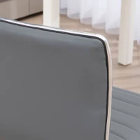 HOMCOM Armless Task Desk Chair, Swivel Office Chair with Faux Leather, Adjustable Seat Height, Chrome Base, Wheels for Home, Light Grey(m-9)