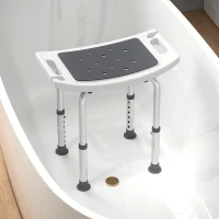 HOMCOM Scaun de Duș din Aluminiu și Plastic Antialunecare, Înălțime Reglabilă 6 Niveluri 39-52cm, Gri(m-10)