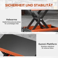 HOMCOM Motorfietslift 500 kg Capaciteit 135-390 mm Verstelbare Hoogte Staal Oranje(m-7)