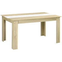 HOMCOM Table de salle à manger pour 6 personnes en bois aspect naturel et blanc, dim. 140L x 90l x 75H cm(m-11)