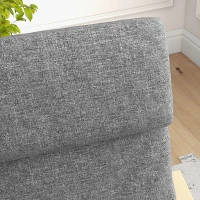 HOMCOM Fauteuil in linnenlook met hoofdsteun en armleuningen, houten frame, grijs+naturel(m-10)