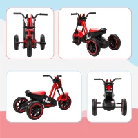 AIYAPLAY Dreirad, Kinderfahrrad, Laufrad, Kinderrad mit Pedal, Lauffahrrad für Kinder 18-36 Monaten, Stahl, 79x44x50 cm, Rot(m-8)