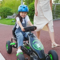 HOMCOM Kids Pedal Go Kart, with Adjustable Seat, Inflatable Tyres - Green(m-9)