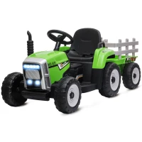 HOMCOM Tracteur électrique avec remorque amovible, pour enfants de 3 à 6 ans avec télécommande MP3 musique affichage lumières(m-17)