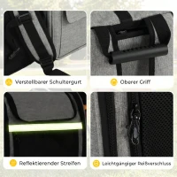 PawHut Hundebox erweiterbar Transportbox Hund mit 5 Taschen reflektierendem Streifen für Hunde bis 10 kg 33,5x28x42cm Hellgrau(m-7)