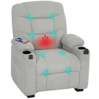 HOMCOM Electric Massage Recliner Armchair with Vibration, Heat, Whisper-Quiet Motor, Memory Function, Fleece Power Reclining Chair with Spring Pack, USB Port, Footrest, Side Pocket, Grey(m-2)