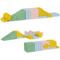 AIYAPLAY Softbaustein-Set für Kinder, 12-teiliges Stoffblock-Set, Schaumstoff, Cordbezug, waschbar, Pastellbunt(m-11)