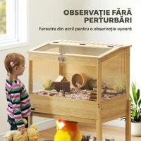 PawHut Cușcă pentru hamster din lemn înaltă cu raft de depozitare capac deschis 83,2 x 50 x 103 cm efect de lemn natural(m-6)