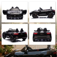 AIYAPLAY Maserati Elektroauto für Kinder, 2-Sitzer, 12V Batteriebetrieb, Fernbedienung, LED-Lichter, Musikfunktion, Schwarz(m-9)
