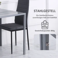 HOMCOM Vierkante Eettafel Keukentafel Glazen Tafel, Glasblad, Compact Ontwerp, Grijs(m-5)