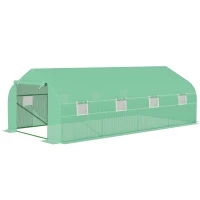 Outsunny Serra a Tunnel con 8 Finestrelle Laterali e Ingresso Avvolgibile, in PE e Acciaio, 6x3x2 m, Verde(m-11)