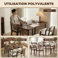 HOMCOM Ensemble table salle à manger avec 4 chaises, table de cuisine avec chaises pour 4 personnes, assise rembourrée, crème(m-8)