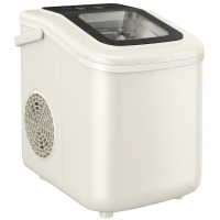 HOMCOM Máquina de Hielo Autolimpiable 12 kg/24H 9 Cubitos Listos en 7 Minutos 2 Tamaños de Hielo 1,2L Depósito Beige