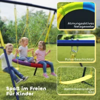 AIYAPLAY Doppelschaukel mit Gestell Schaukel-Set mit Nestschaukel Gurtschaukel verstellbarem Seil für 3-8 Jahre Mehrfarbig(m-7)