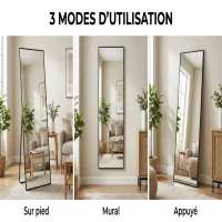 HOMCOM Miroir de sol arqué pleine longueur miroir sur pied cadre en effet imitation pierre pour salon chambre 50 x 160 cm blanc(m-7)