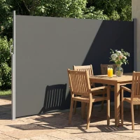 Outsunny Paravan Lateral Retractabil Impermeabil și UV50+, din Aluminiu, Oțel și Poliester, 420x185 cm, Gri Închis(m-8)