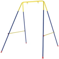 AIYAPLAY Inklapbaar schommelrek met A-frame, 2 haken, 4 grondankers, geschikt voor kinderen van 9 maanden tot 8 jaar, 128x155x157 cm, blauw(m-10)