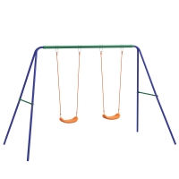 Outsunny Kinder-Schaukelgestell mit 2 Schaukelsitzen, für 3-8 Jahre, Stahl, 2,7 x 1,6 x 1,8 m