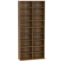 HOMCOM Rangements pour CD et DVD 18 compartiments capacité max. 640 CD/360 DVD 430 Blu-ray 78,5 x 24 x 175 cm noyer foncé(m-1)