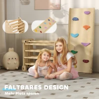 AIYAPLAY 3-in-1 Klimrek, opvouwbaar, Ladder & Glijbaan/Klimmuur, Hout, voor Kinderen van 1,5-4 Jaar(m-8)