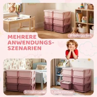 HOMCOM Aufbewahrungsbox für Kinder, Kinder-Aufbewahrungsbox, 3 Schubladen, Rosa(m-5)