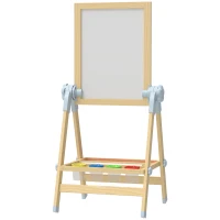 AIYAPLAY Cavalete Infantil com Altura e Ângulo Ajustáveis Dupla Face Quadro Branco Magnético e de Giz  48,5x46,5x70-97 cm Madeira(m-11)