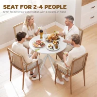 HOMCOM 80cm Industrial Round Dining Table - White(m-4)